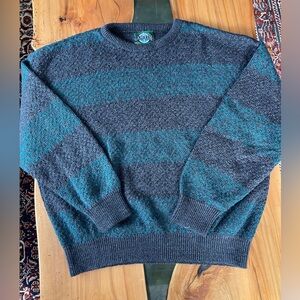 Vintage Jantzen Teal & Charcoal Crewneck Knit Sweater Made In Canada Large